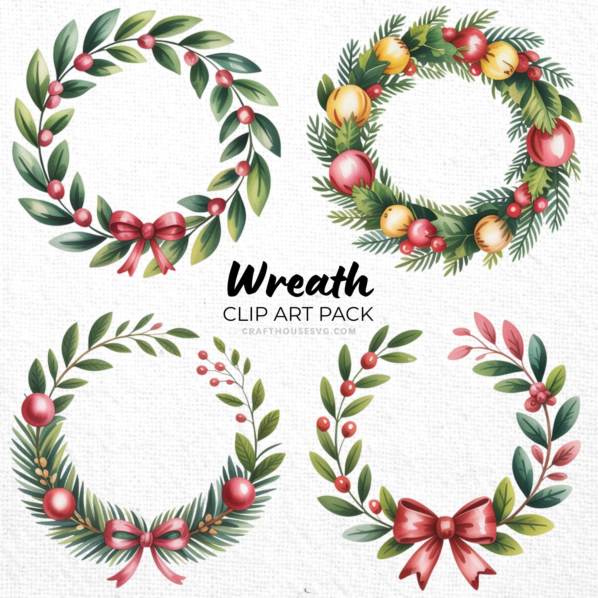 Wreath Clipart Sublimation Bundle PNG - Craft House SVG