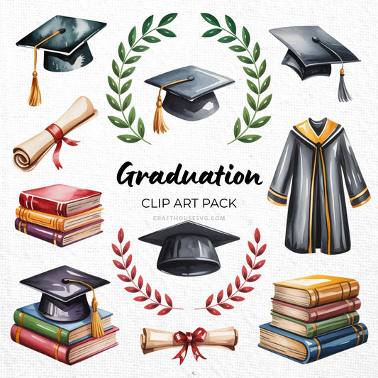 Graduation Clipart Sublimation Bundle PNG