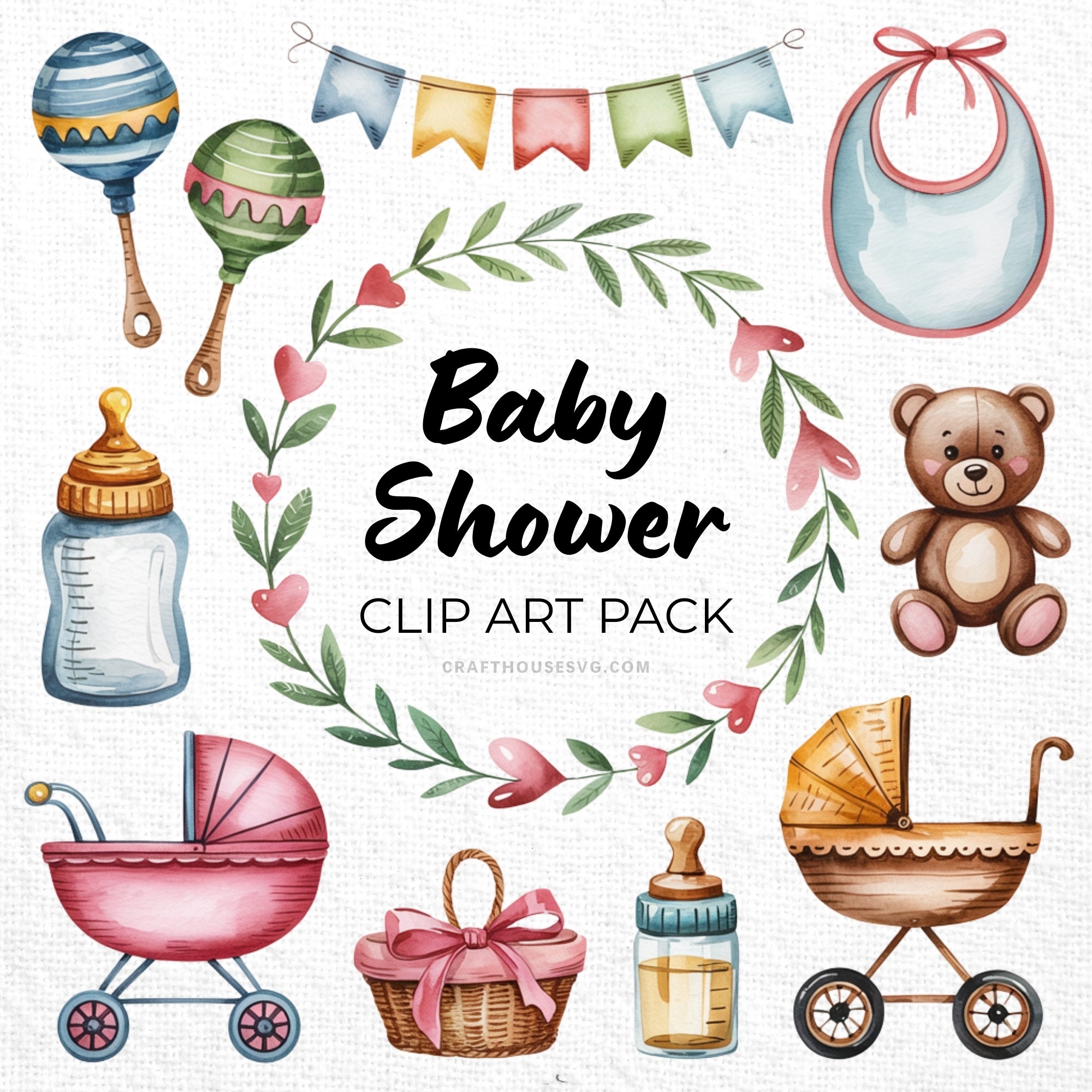 Baby Shower Clipart Sublimation Bundle PNG - Craft House SVG