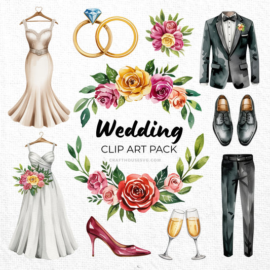 Wedding Clipart Sublimation Bundle PNG