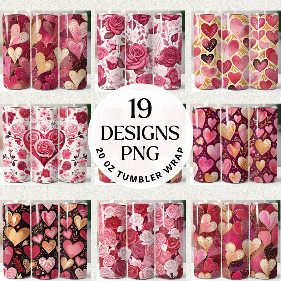 Valentines Day 20oz Tumbler Wrap Bundle Sublimation Designs JPG - Craft House SVG