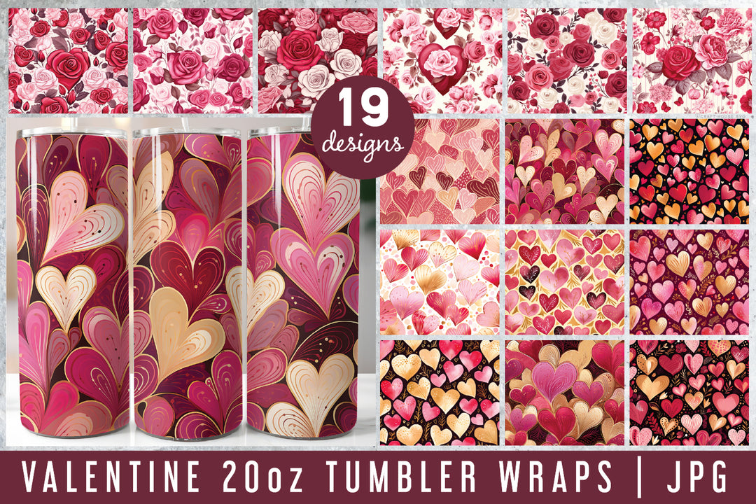 Valentines Day 20oz Tumbler Wrap Bundle Sublimation Designs JPG