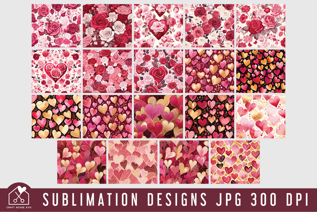 Valentines Day 20oz Tumbler Wrap Bundle Sublimation Designs JPG