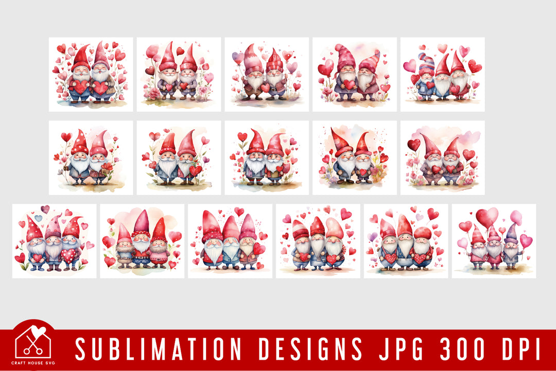 Valentine Gnomes 20oz Tumbler Wrap Bundle Sublimation Designs JPG