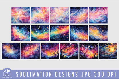 Watercolor 20oz Tumbler Wrap Bundle Sublimation Designs JPG