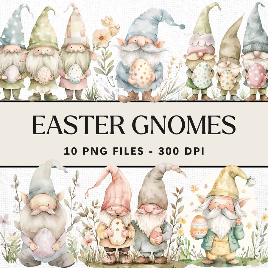 Watercolor Easter Gnome Sublimation Bundle Clip Art PNG - Craft House SVG