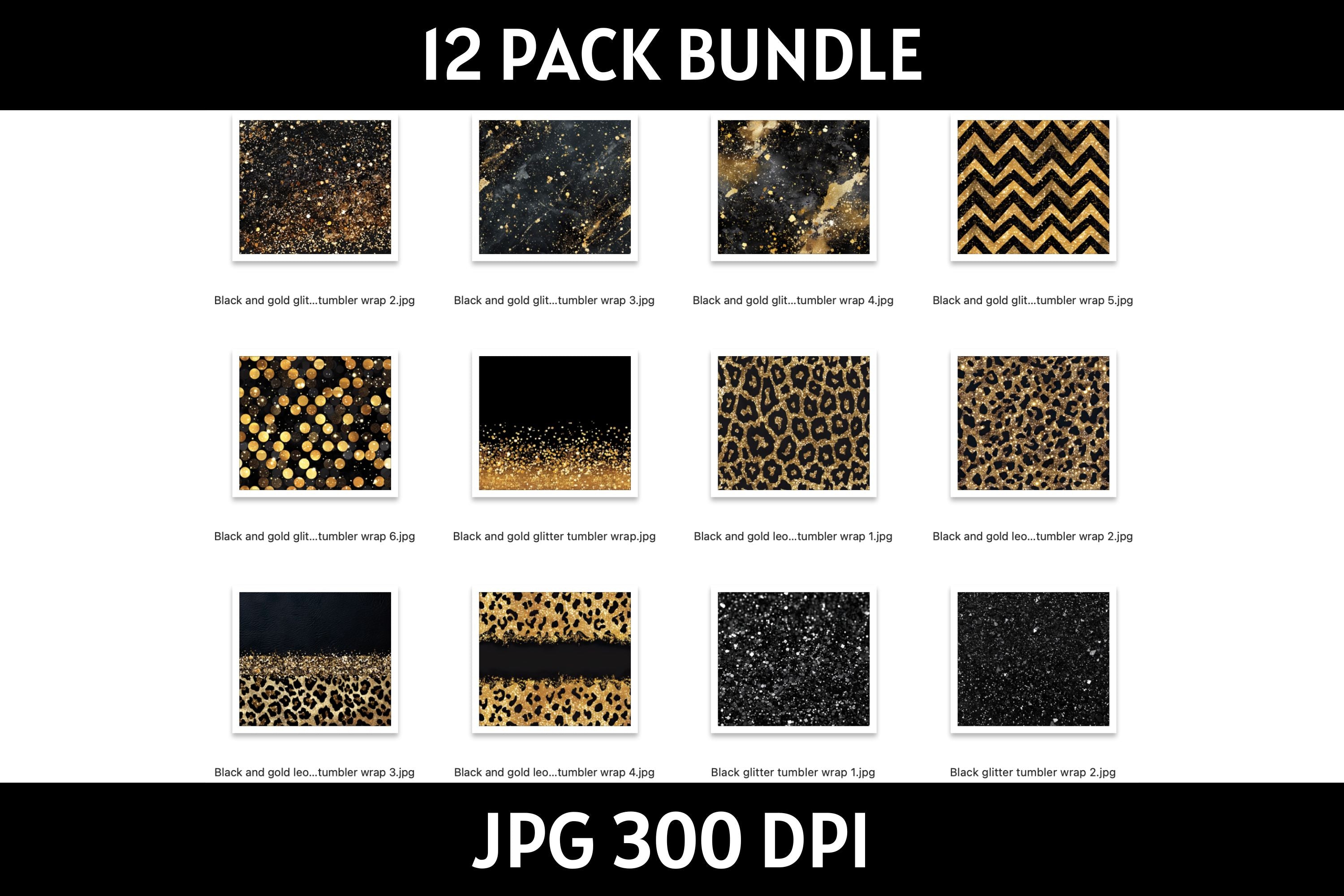 Black Glitter 20 oz Tumbler Wrap Bundle Sublimation Designs JPG