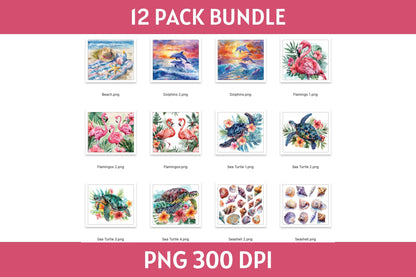 Summer 20 oz Skinny Tumbler Wrap Bundle Sublimation PNG