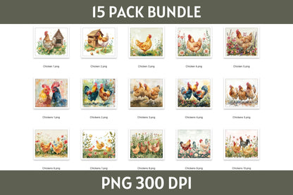Chicken 20 oz Tumbler Wrap Bundle Sublimation PNG