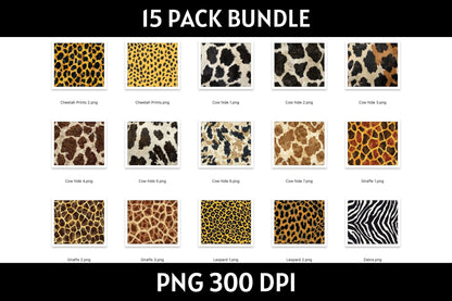 Animal Prints 20 oz Tumbler Wrap Bundle Sublimation PNG