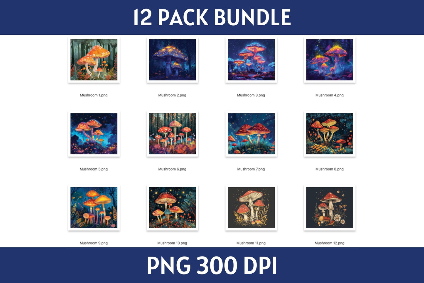 Mushroom 20 oz Tumbler Sublimation Designs Bundle PNG