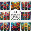Stained Glass Flowers 20 oz Tumbler Sublimation Bundle PNG - Craft House SVG