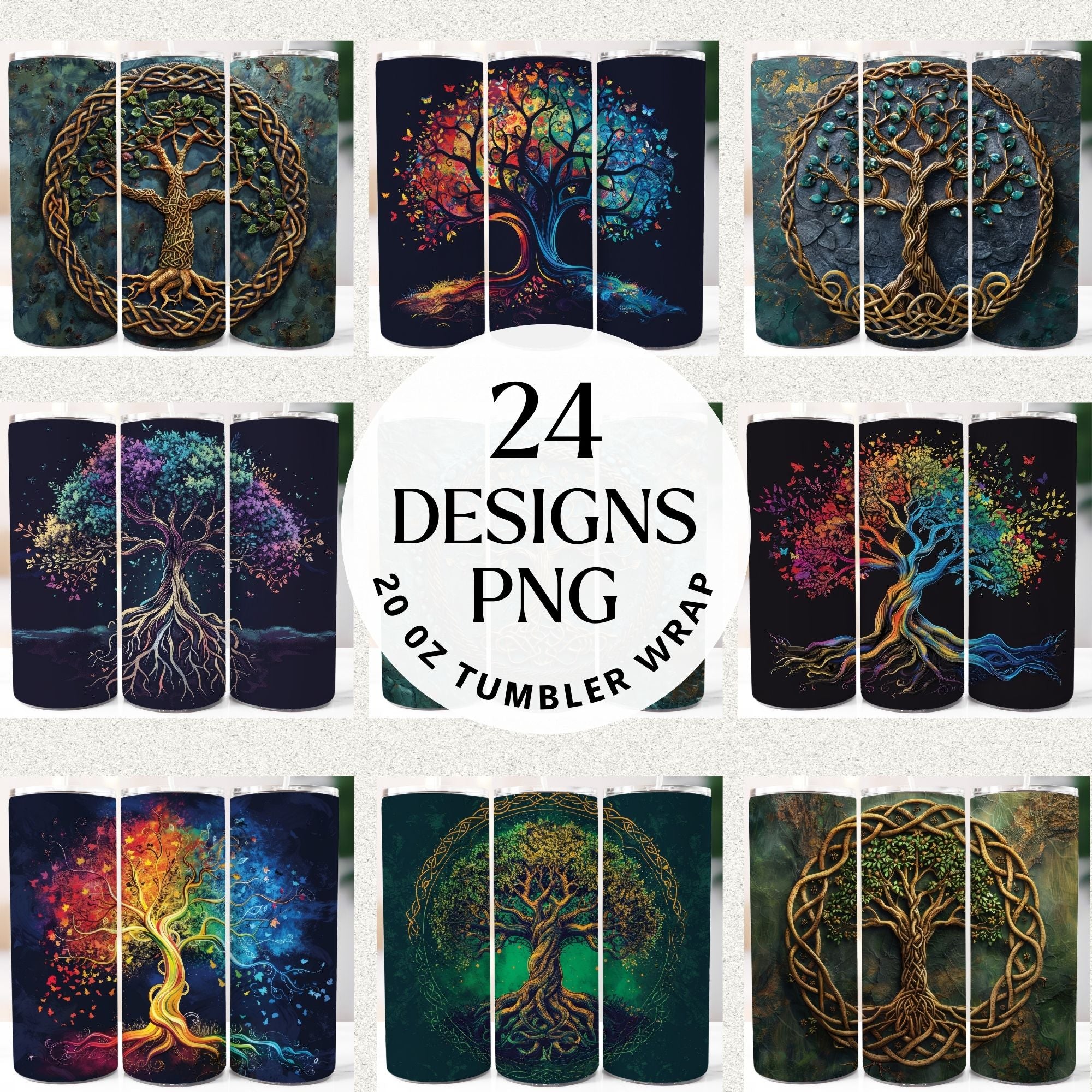 Tree of Life Tumbler Sublimation Bundle PNG 20 oz - Craft House SVG