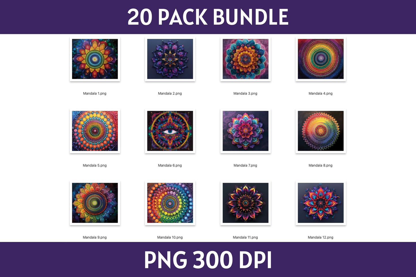 Mandala Tumbler Sublimation Bundle PNG 20 oz