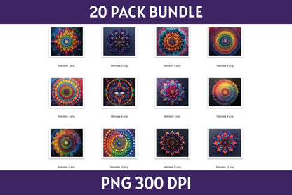 Mandala Tumbler Sublimation Bundle PNG 20 oz