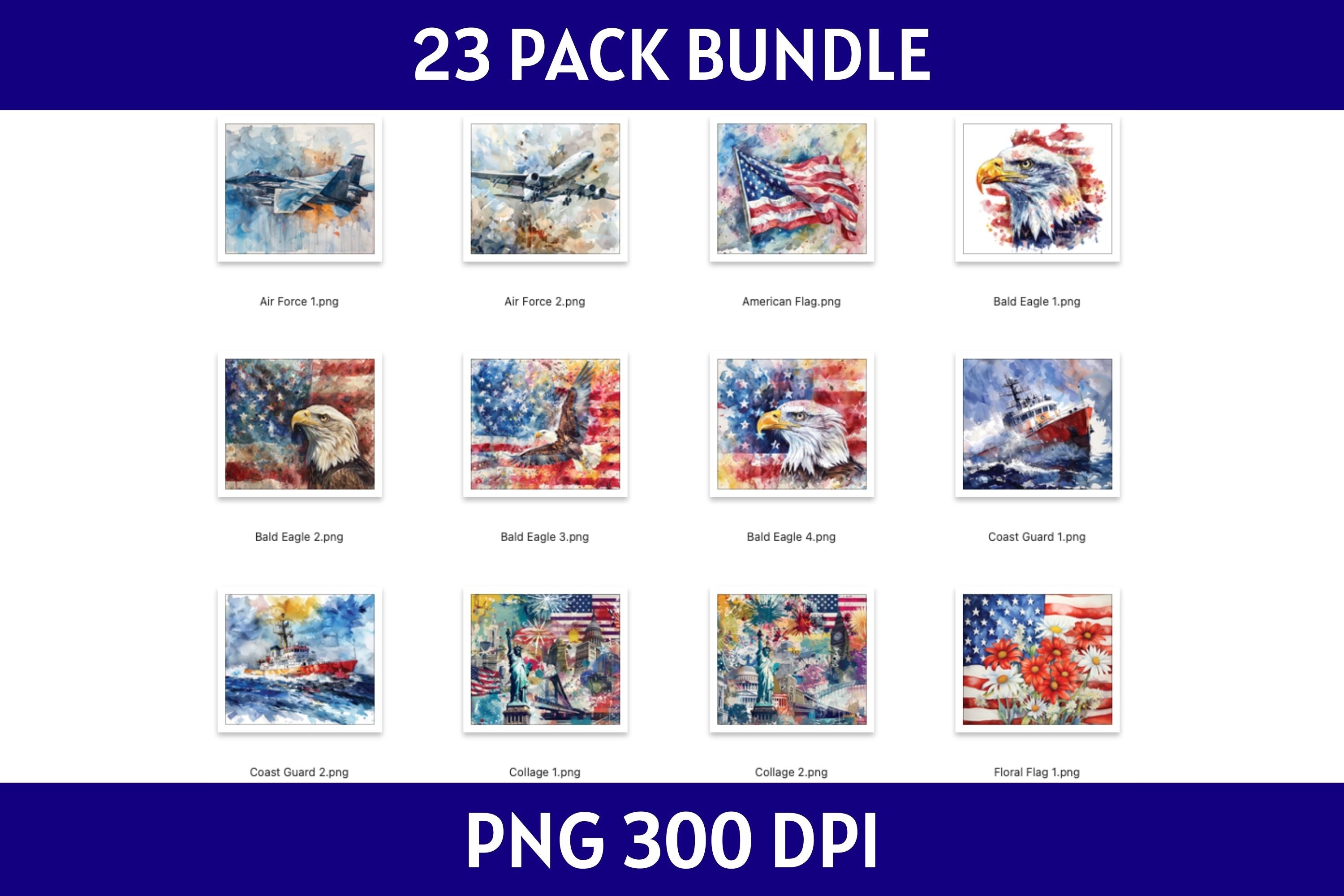 Patriotic Tumbler Sublimation Bundle PNG 20 oz