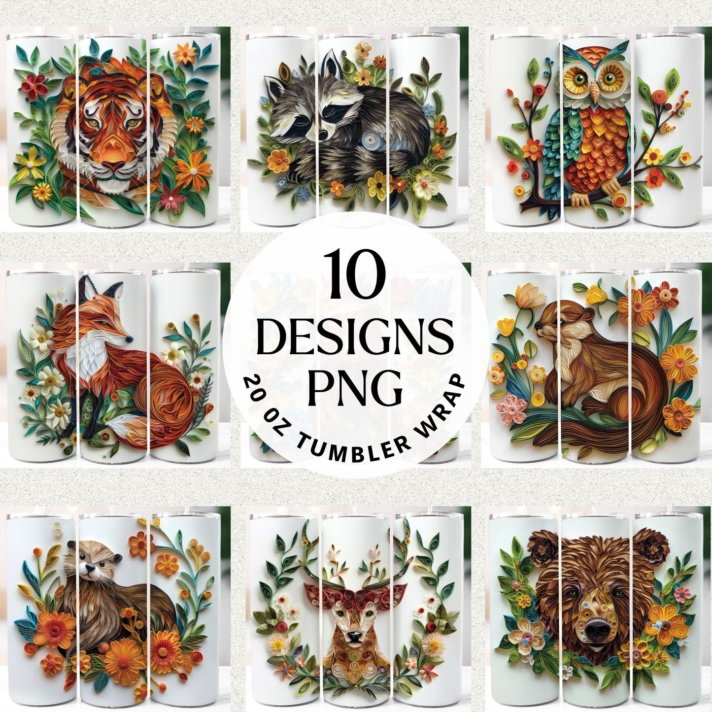 Woodland Animals Tumbler Sublimation Bundle PNG 20 oz