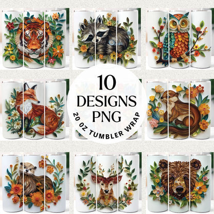 Woodland Animals Tumbler Sublimation Bundle PNG 20 oz