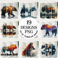 Double Exposure Animal Tumbler Sublimation Bundle PNG 20 oz - Craft House SVG