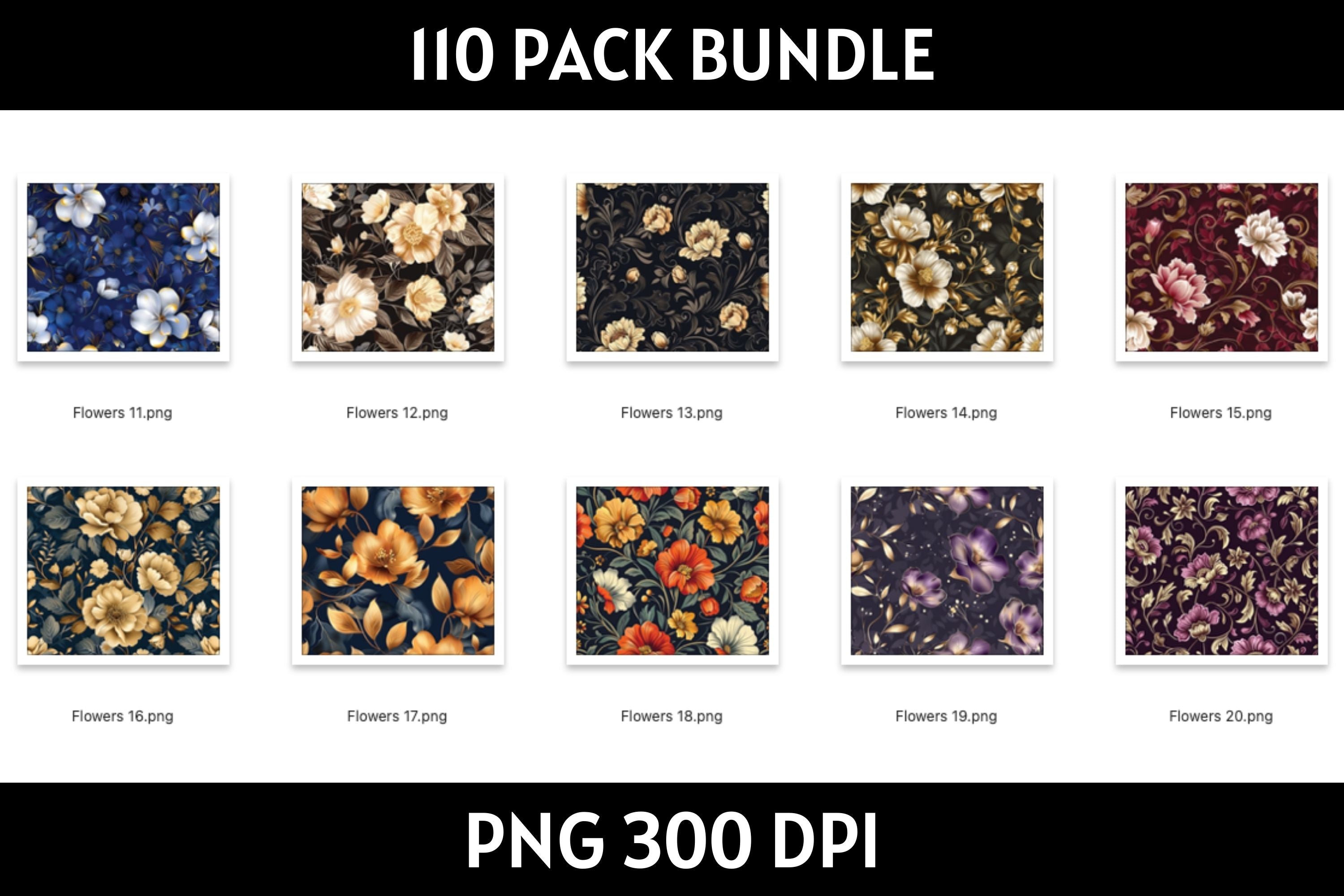 Flowers Tumbler Sublimation Bundle PNG 20 oz - Craft House SVG