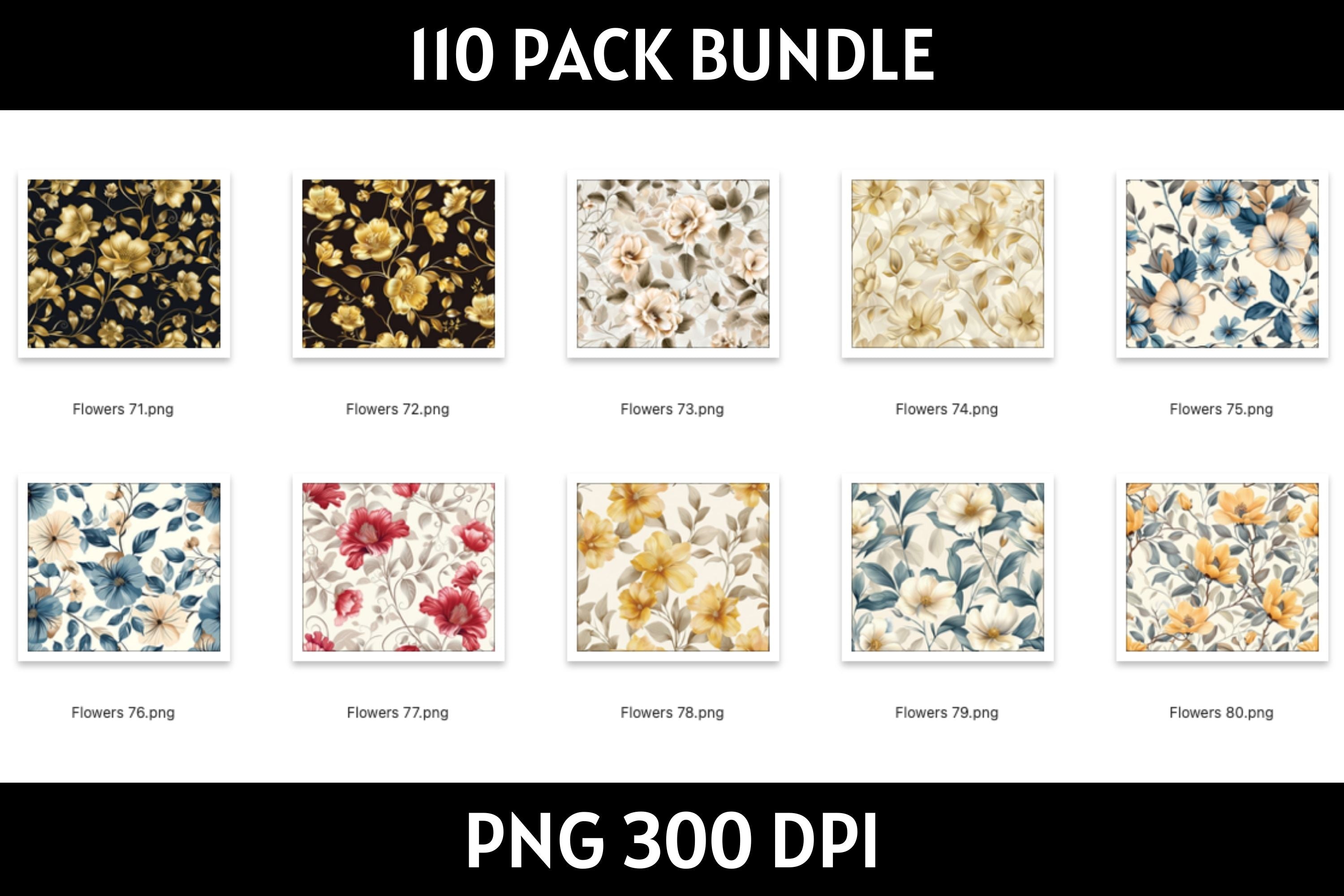 Flowers Tumbler Sublimation Bundle PNG 20 oz - Craft House SVG