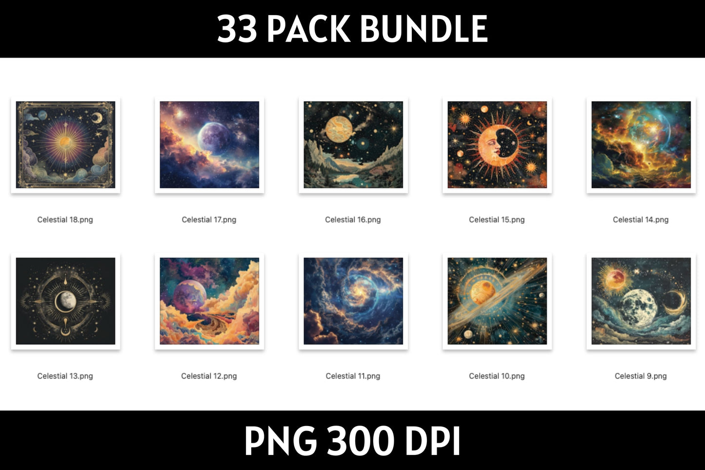 Celestial Tumbler Sublimation Bundle PNG 20 oz