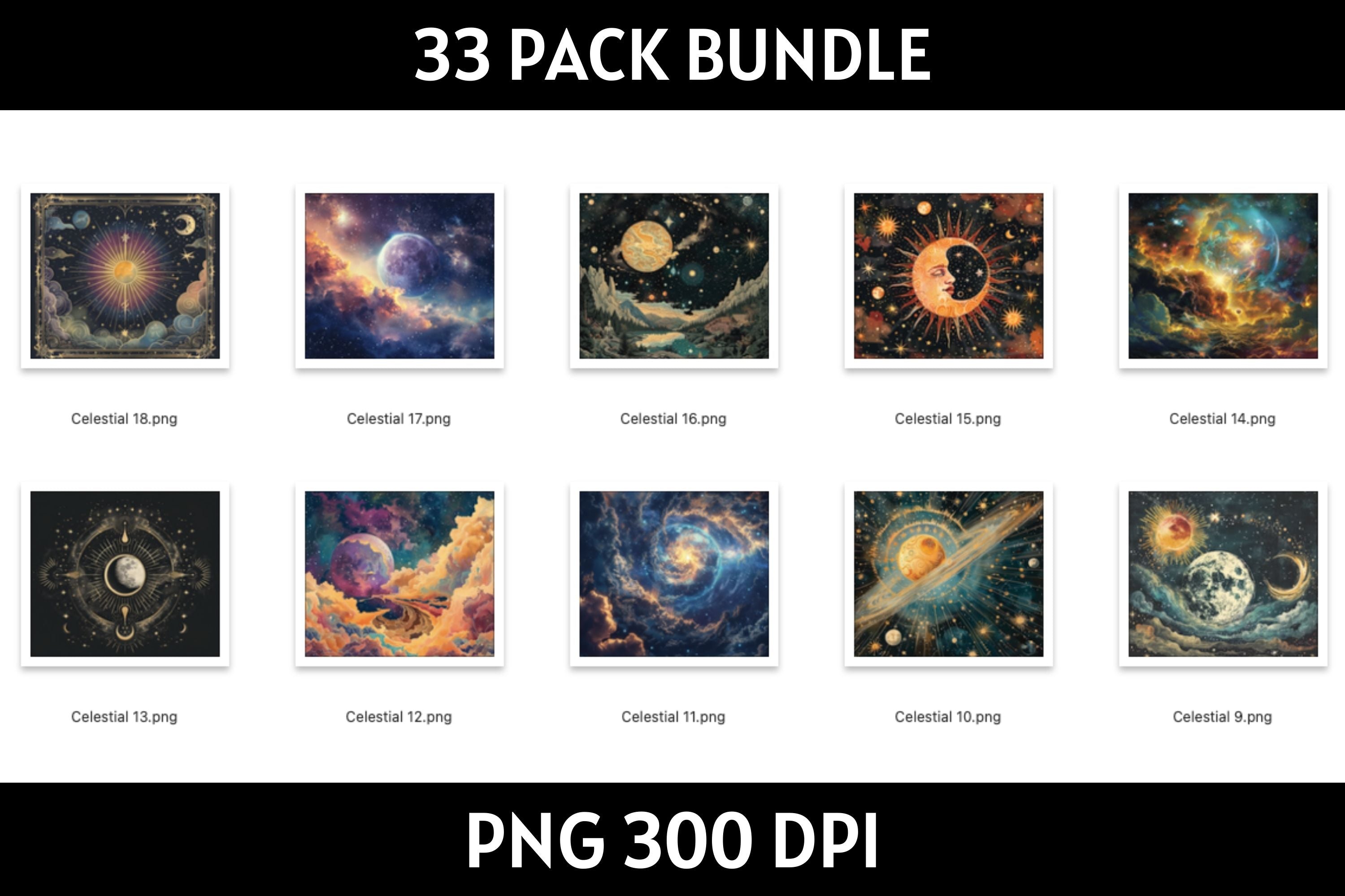 Celestial Tumbler Sublimation Bundle PNG 20 oz - Craft House SVG