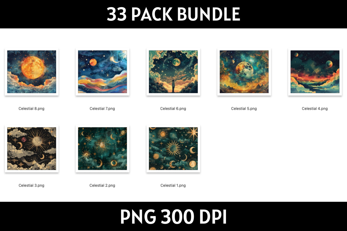 Celestial Tumbler Sublimation Bundle PNG 20 oz