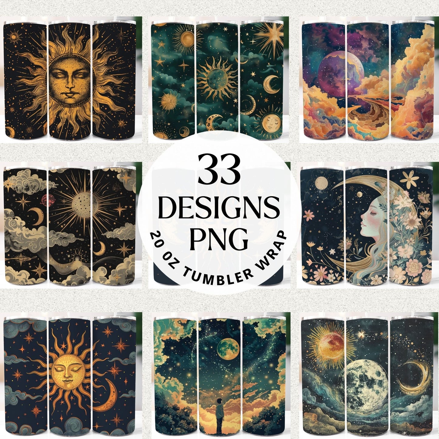 Celestial Tumbler Sublimation Bundle PNG 20 oz