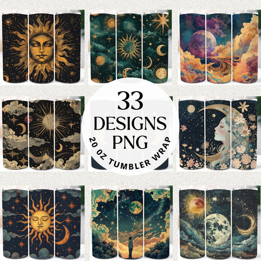 Celestial Tumbler Sublimation Bundle PNG 20 oz