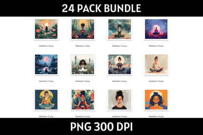Meditation Tumbler Sublimation Bundle PNG 20 oz