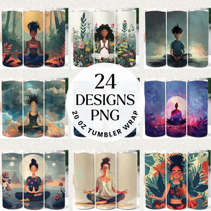 Meditation Tumbler Sublimation Bundle PNG 20 oz