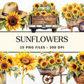 Watercolor Sunflower Sublimation Bundle Clipart Designs PNG - Craft House SVG