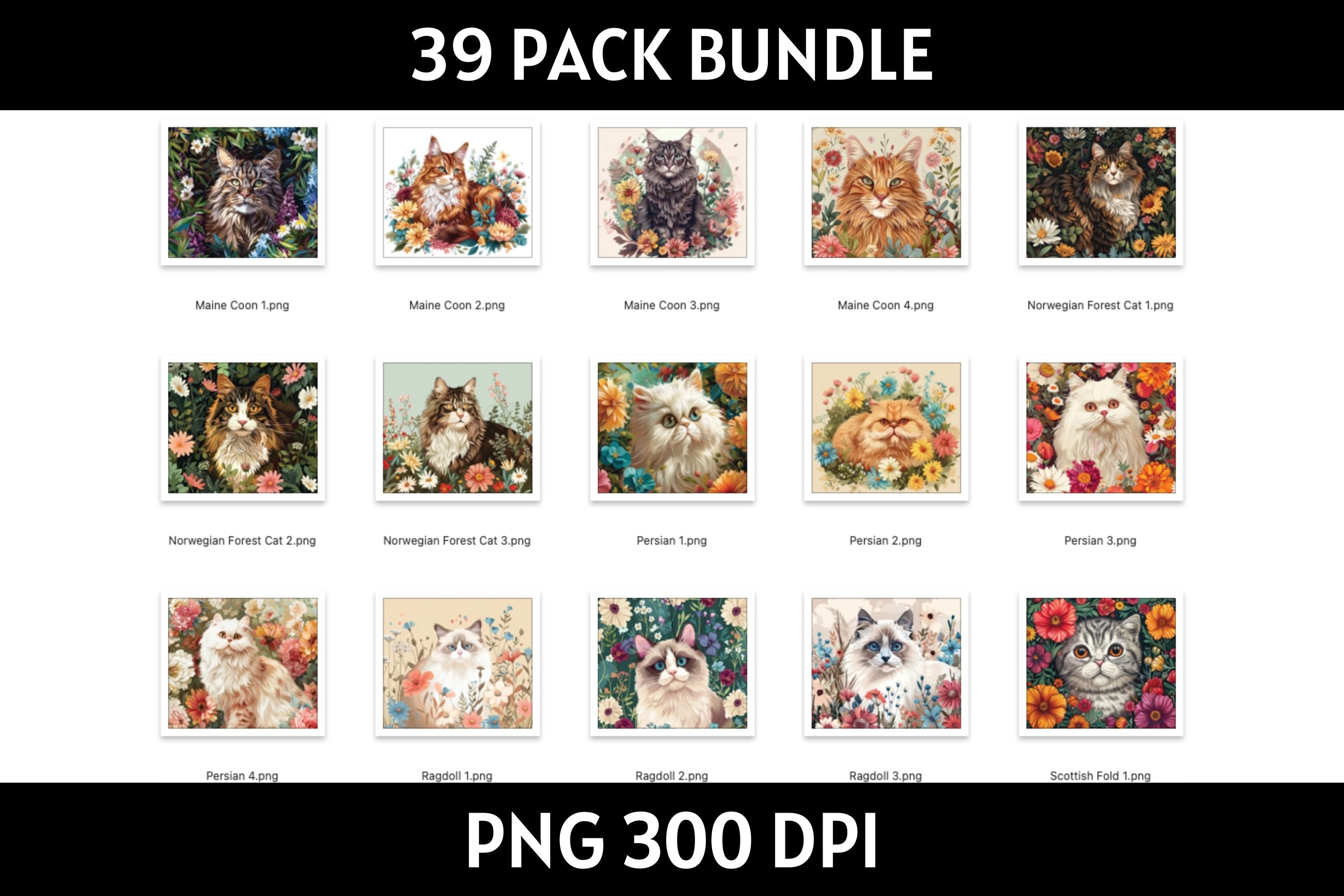 Cat Illustration Tumbler Sublimation Bundle PNG 20 oz - Craft House SVG