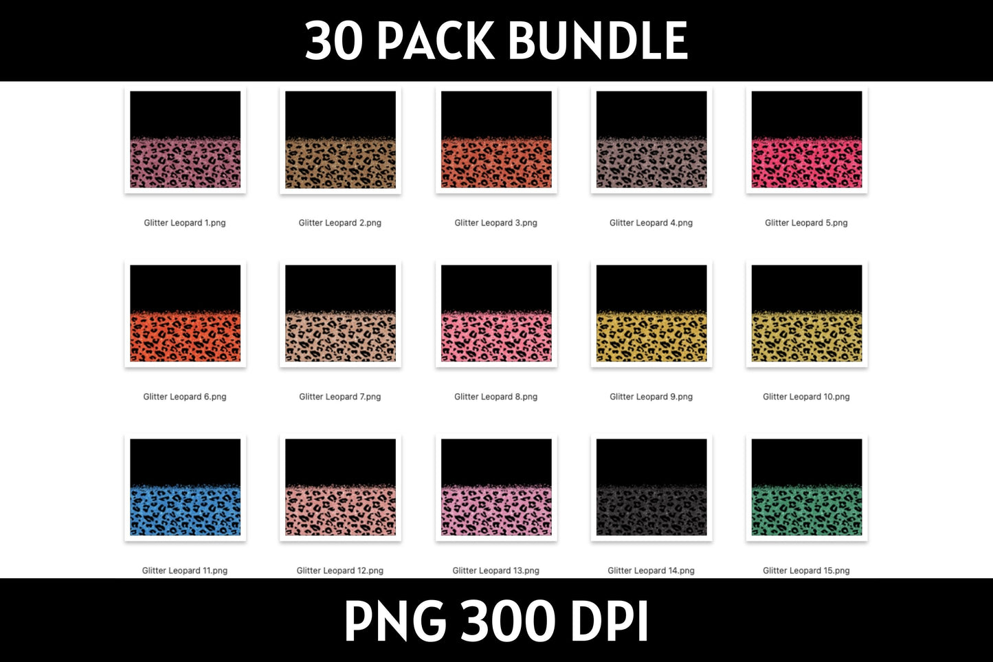 Glitter Leopard Tumbler Sublimation Bundle PNG 20 oz
