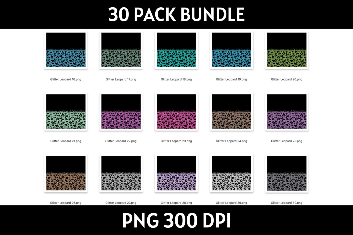 Glitter Leopard Tumbler Sublimation Bundle PNG 20 oz