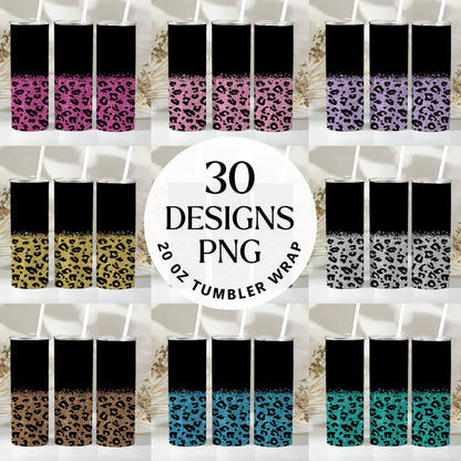 Glitter Leopard Tumbler Sublimation Bundle PNG 20 oz - Craft House SVG