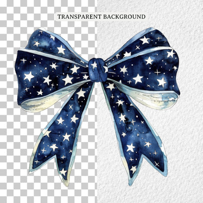 Red White and Blue Bow Clipart Bundle