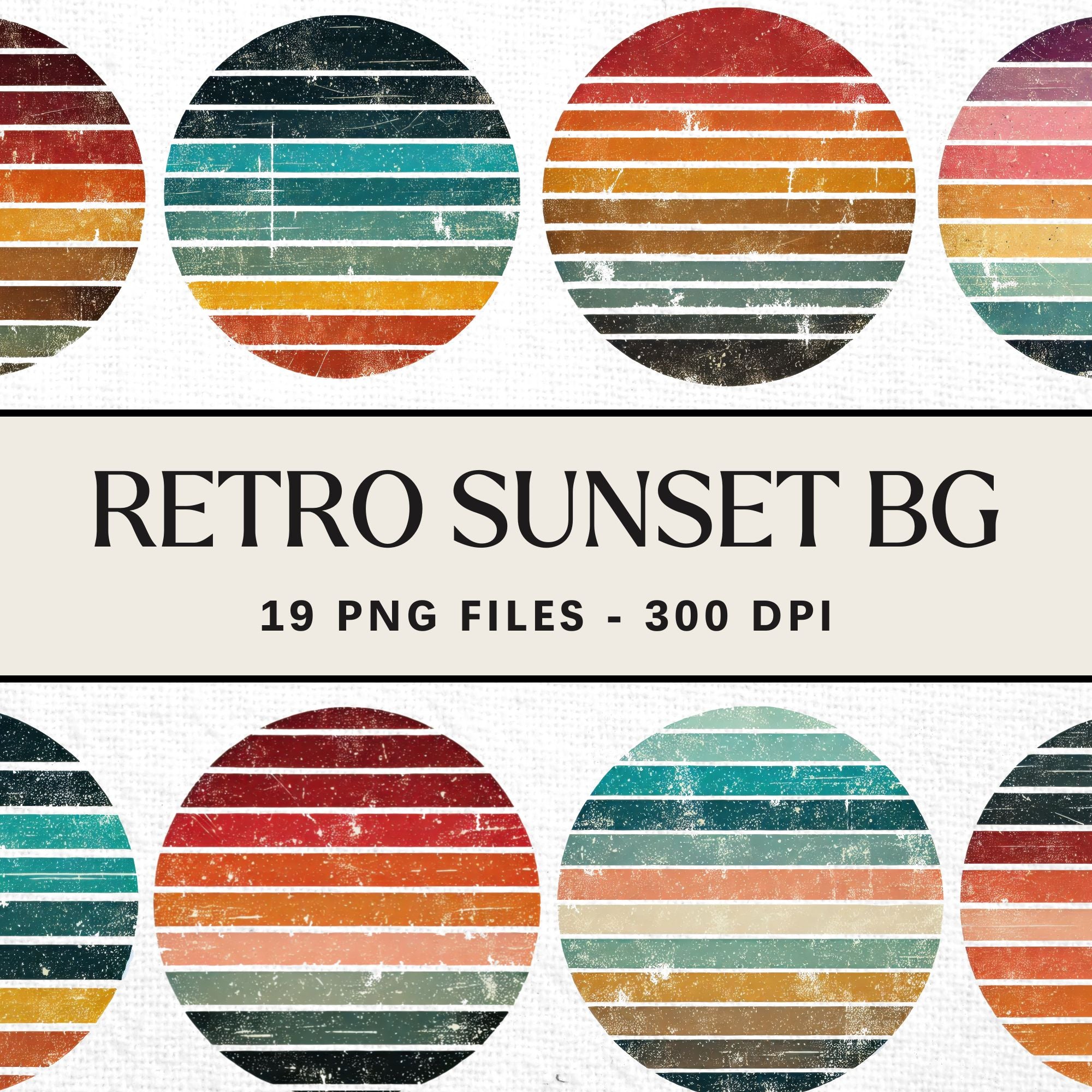 Retro Sunset Background Sublimation Bundle - Craft House SVG