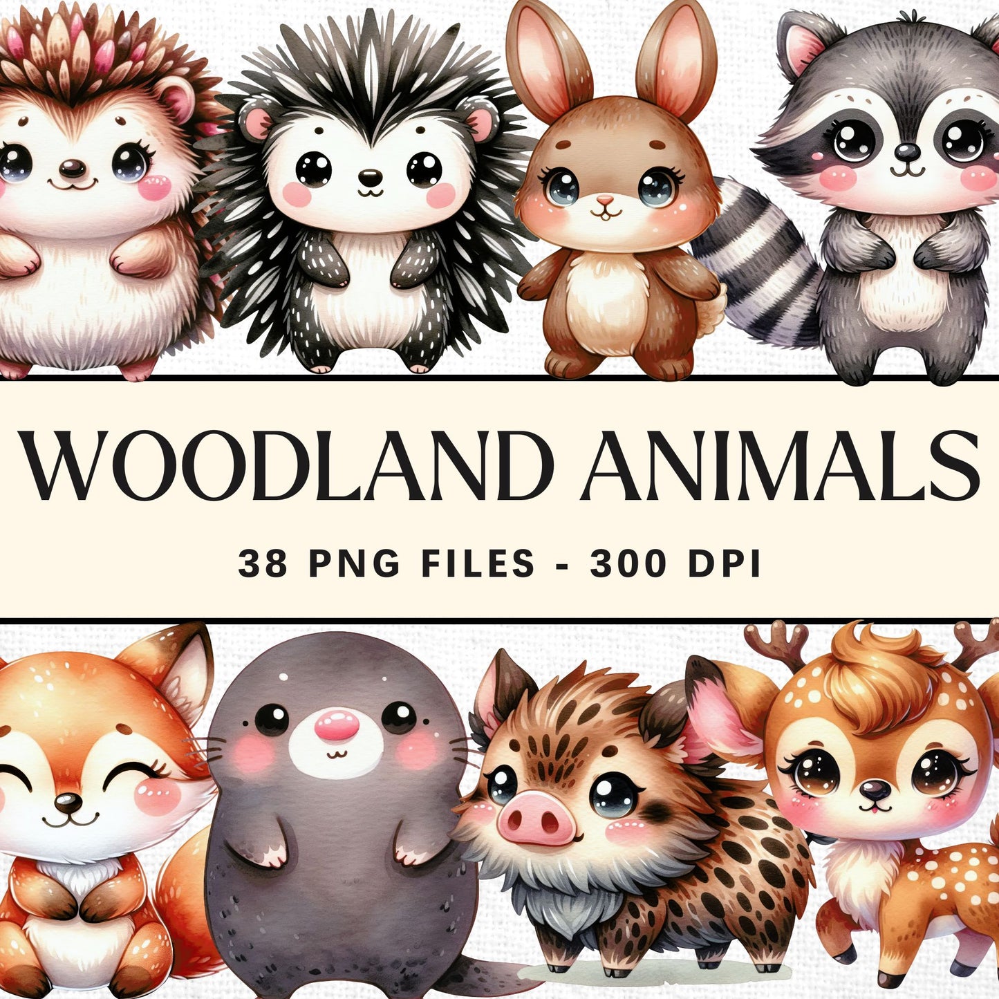 Woodland Animals Clipart Sublimation Bundle