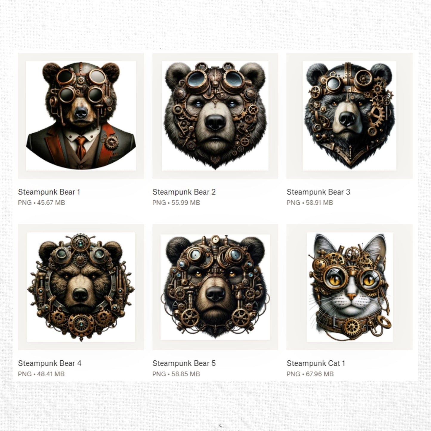 Steampunk Animals Clipart Sublimation Bundle