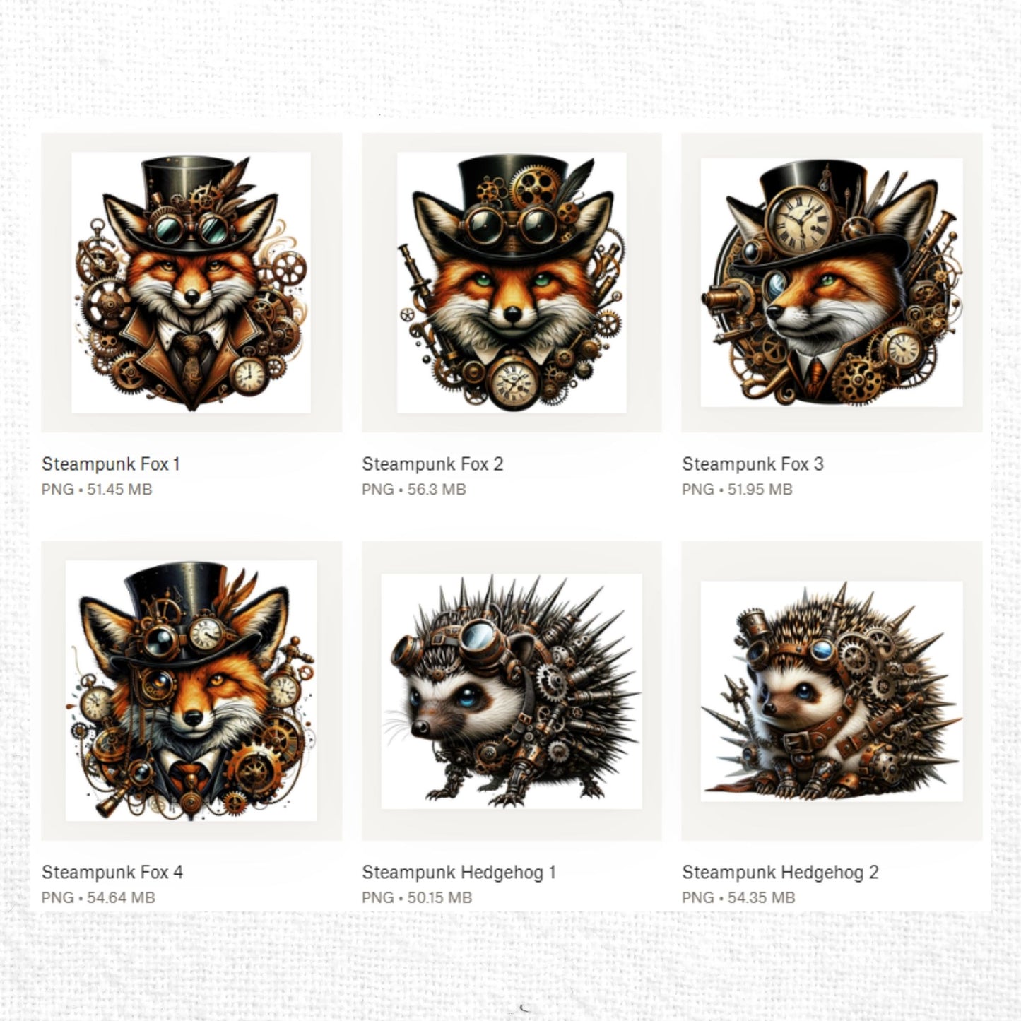 Steampunk Animals Clipart Sublimation Bundle