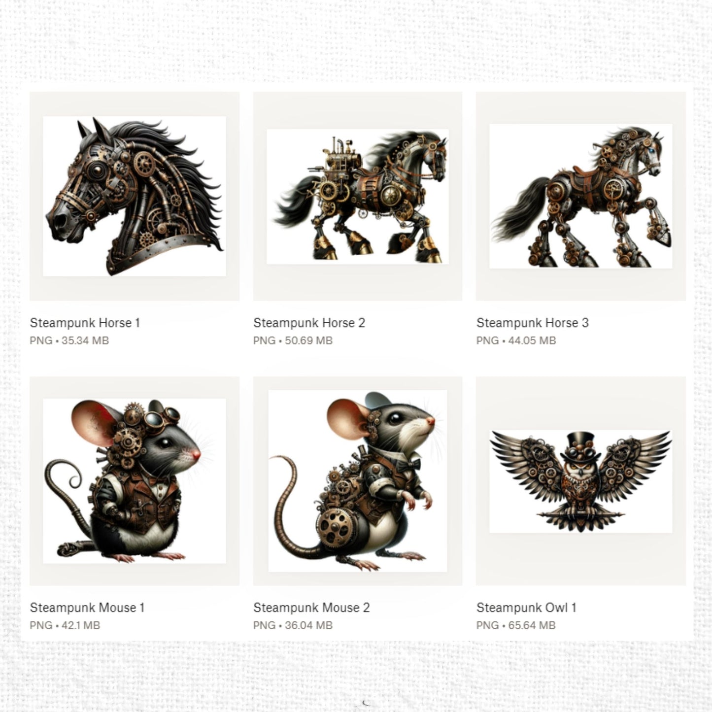 Steampunk Animals Clipart Sublimation Bundle