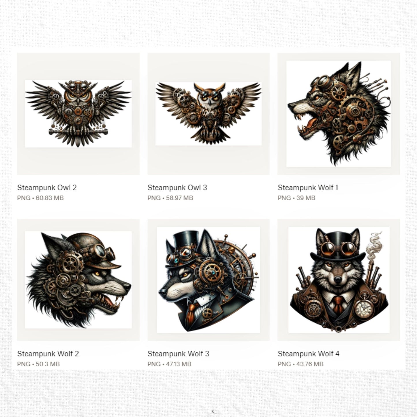 Steampunk Animals Clipart Sublimation Bundle