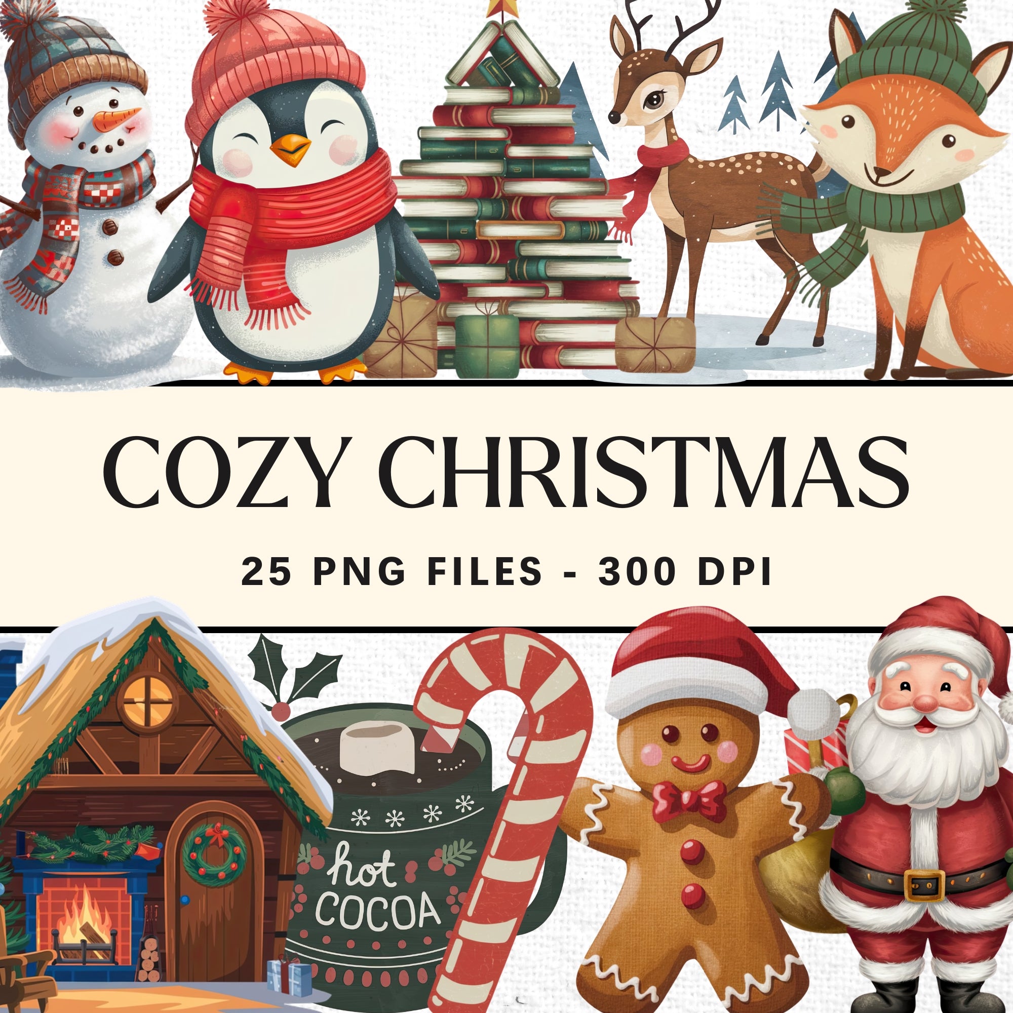 Cozy Christmas Clipart Sublimation Bundle