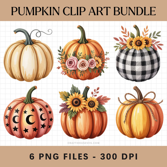 Pumpkin Clipart Sublimation Bundle PNG