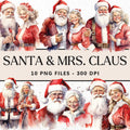 Santa and Mrs Claus Sublimation Bundle Christmas Clipart Designs PNG - Craft House SVG