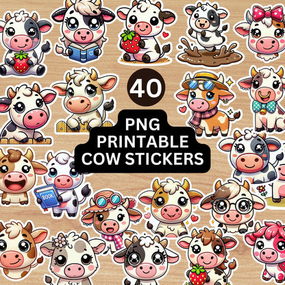 Cow Stickers Printable PNG