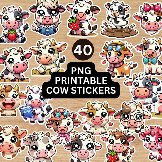 Cow Stickers Printable PNG