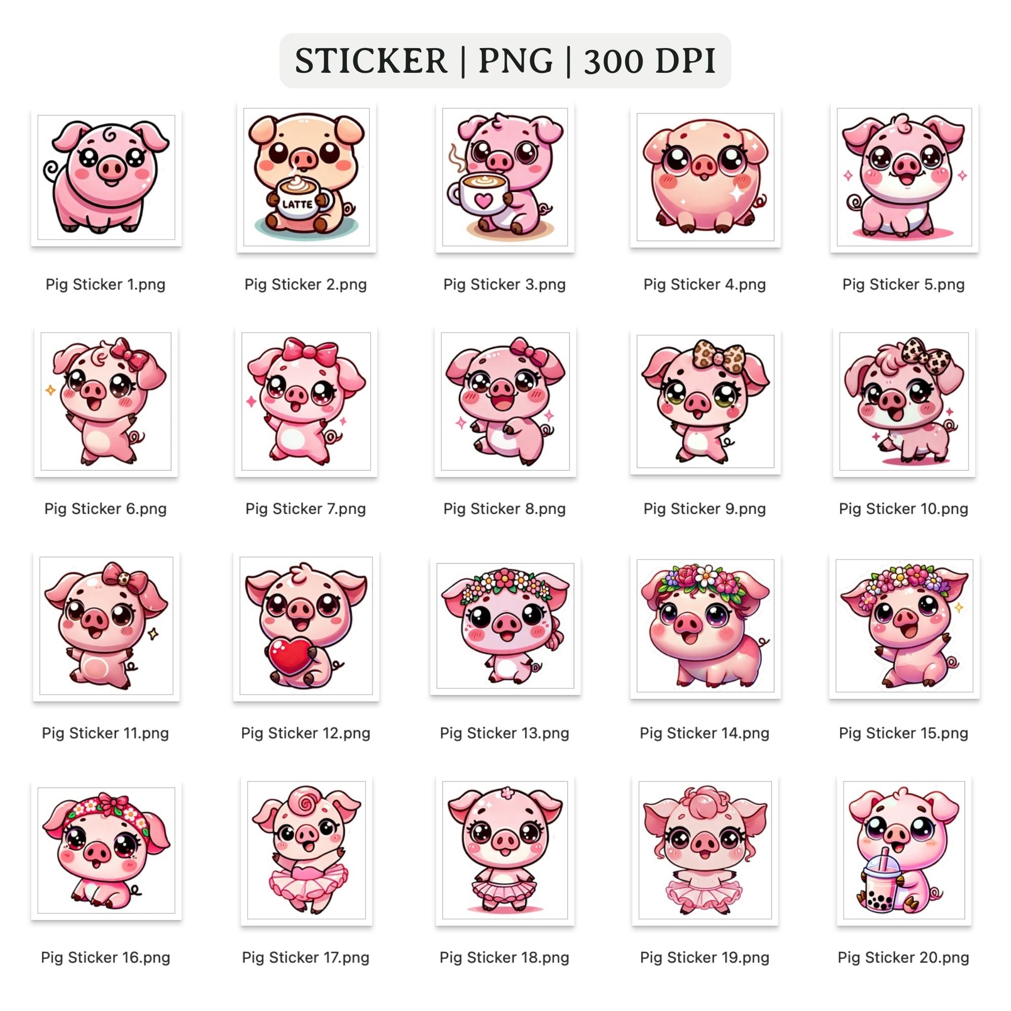 Pig Stickers Printable PNG